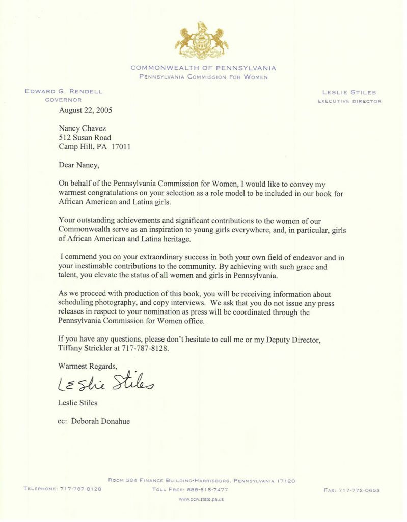 Congratulatory Letter From 2005 Pennsylvania Governor Edward G Rendell Randis House Of Angels 4054