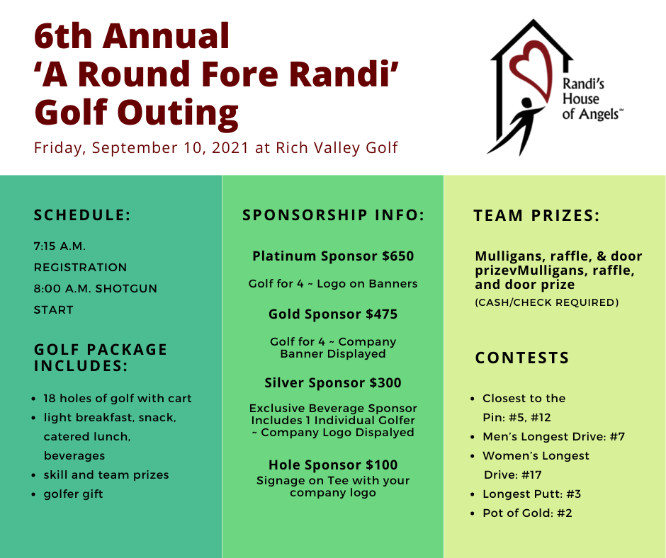 2021 6th Annual 'A Round Fore Randi' Golf Outing Details infographic