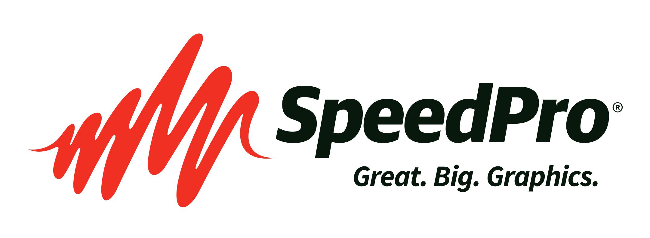 speedpro new logo SpeedPro logo with tagline Great. Big. Graphics.