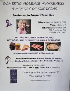 Domestic Violence Awareness flyer In Memory of Sue Lyons